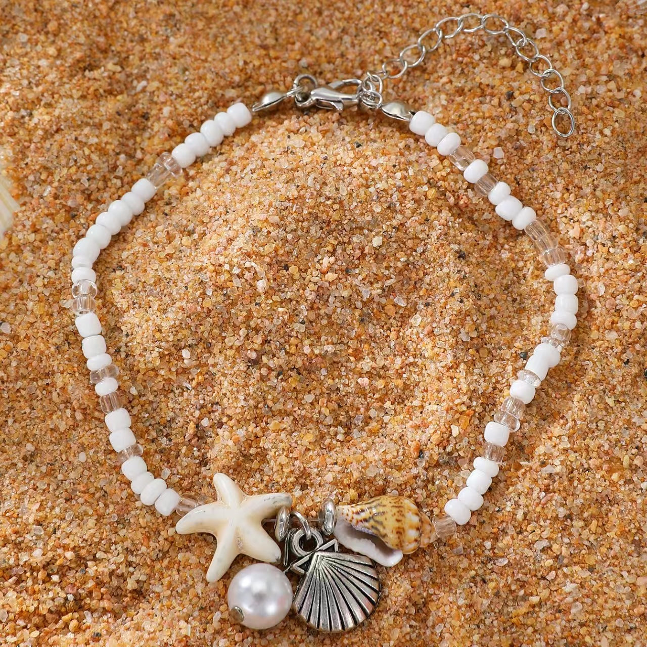 Wholesale Bohemian Sea Star Shell Conch Bead Bead Summer Beach Holiday  Anklets