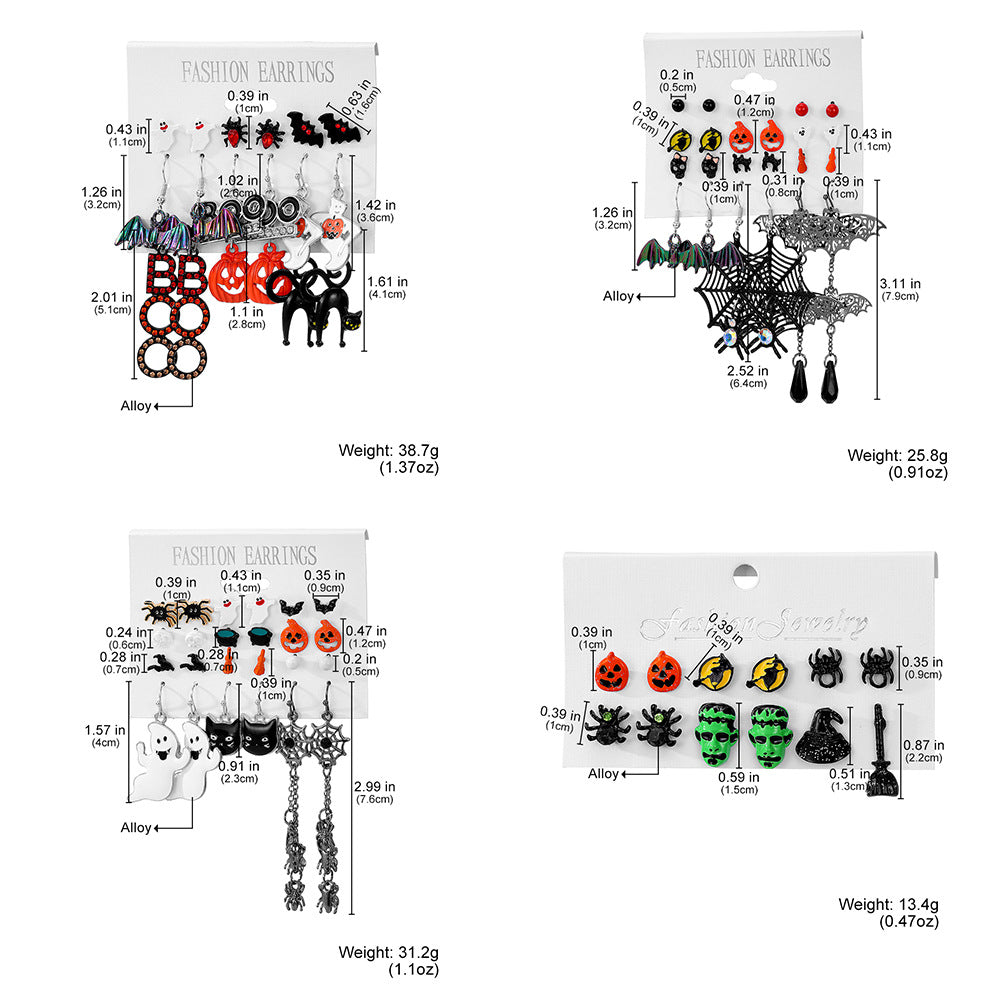 Wholesale Halloween personalized earrings  Spider kitten earrings set