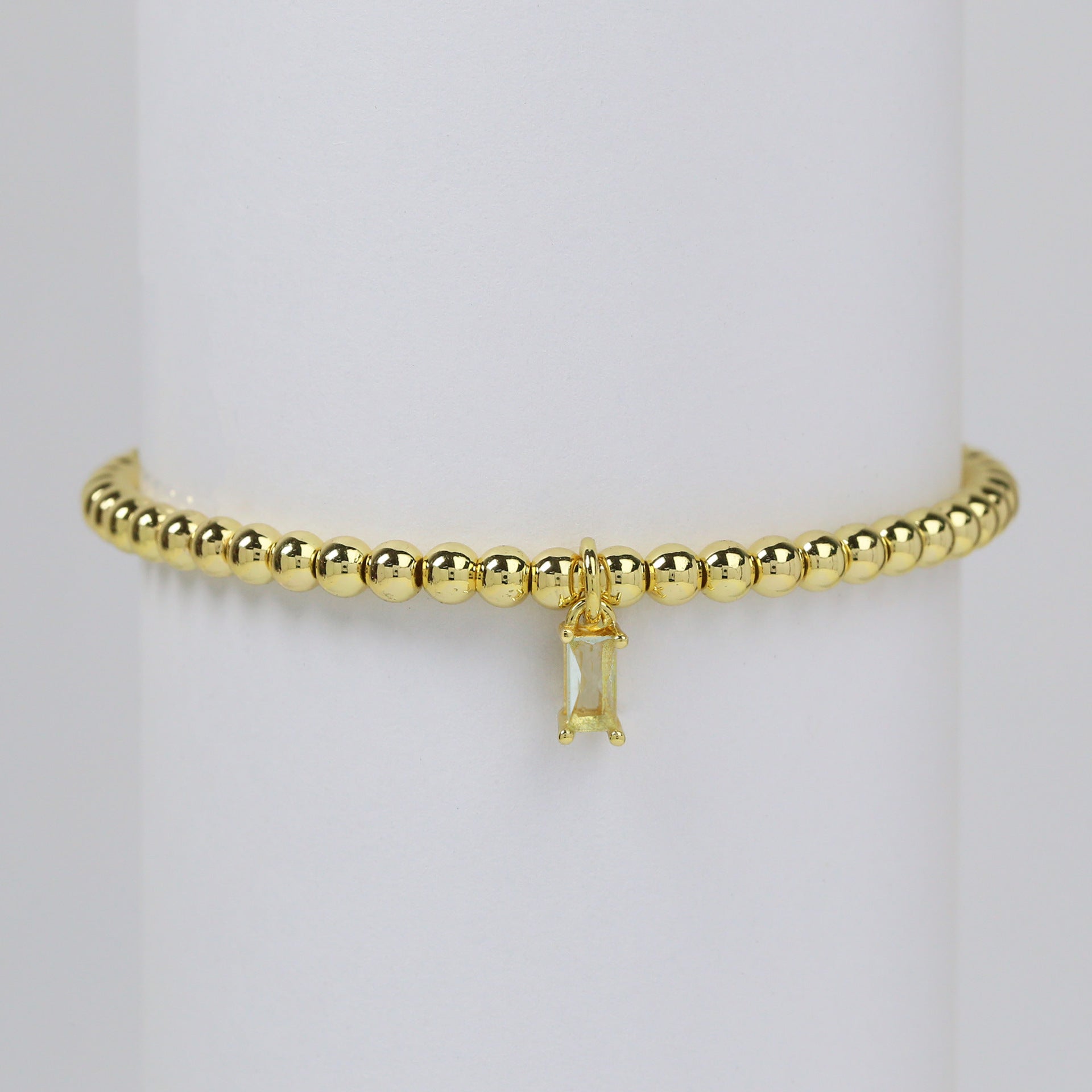 Wholesale 18k Golden Twelve birthstone December Stone Color Sugar Zircon Pendant Copper Beads  Bracelet