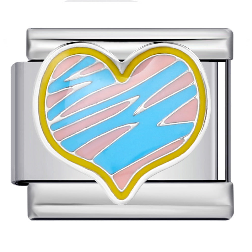 Wholesale Italian Charm Bracelet 9mm DIY Splicing Removable Colored Heart Stainless Steel Composable Bracelet