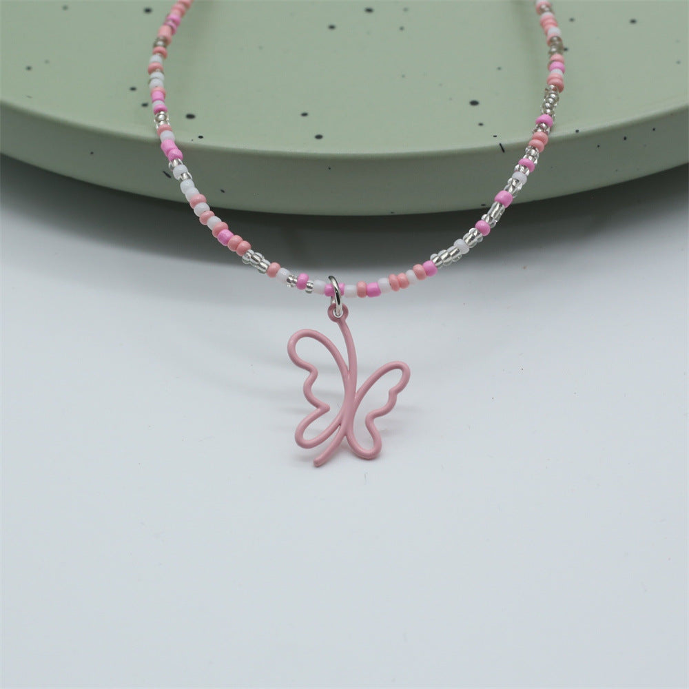 Wholesale  Light Luxury  Alloy Hollow Butterfly Pendant Necklace