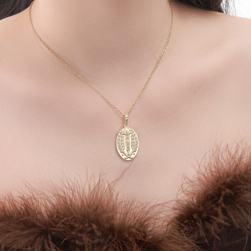 Wholesale Geometric Statue Pendant Necklace Gold-Tone Copper Alloy Fashion Accessory for Party Gift