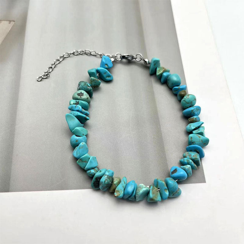 Wholesale Colorful Natural Stone Anklets Stainless Steel Wire Lock Buckle ACC-AS-Yima001