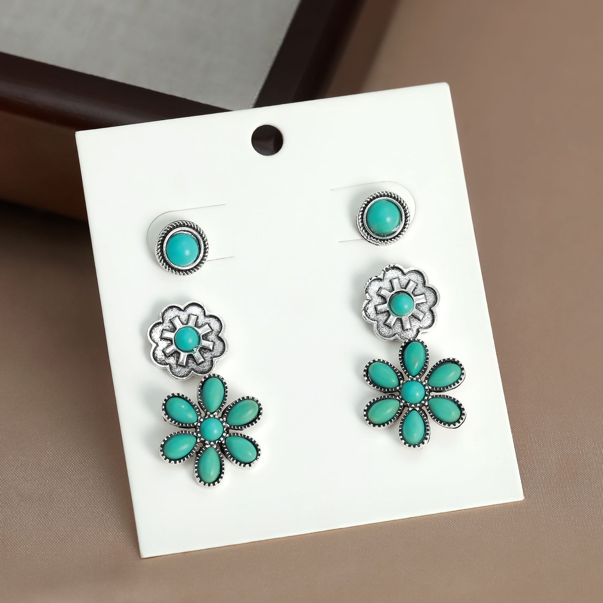 Wholesale Bohemian Turquoise Earrings Set 5 Pairs Jewelry Accessory Boutique Resale