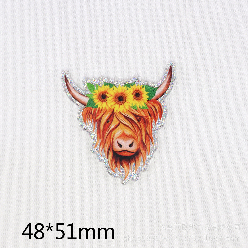 Wholesale 10pcs DIY Flatback Cartoon Calf Acrylic Flatback Badge Reels Retractable Keychain DIY Accessories ACC-FK-OuYe003