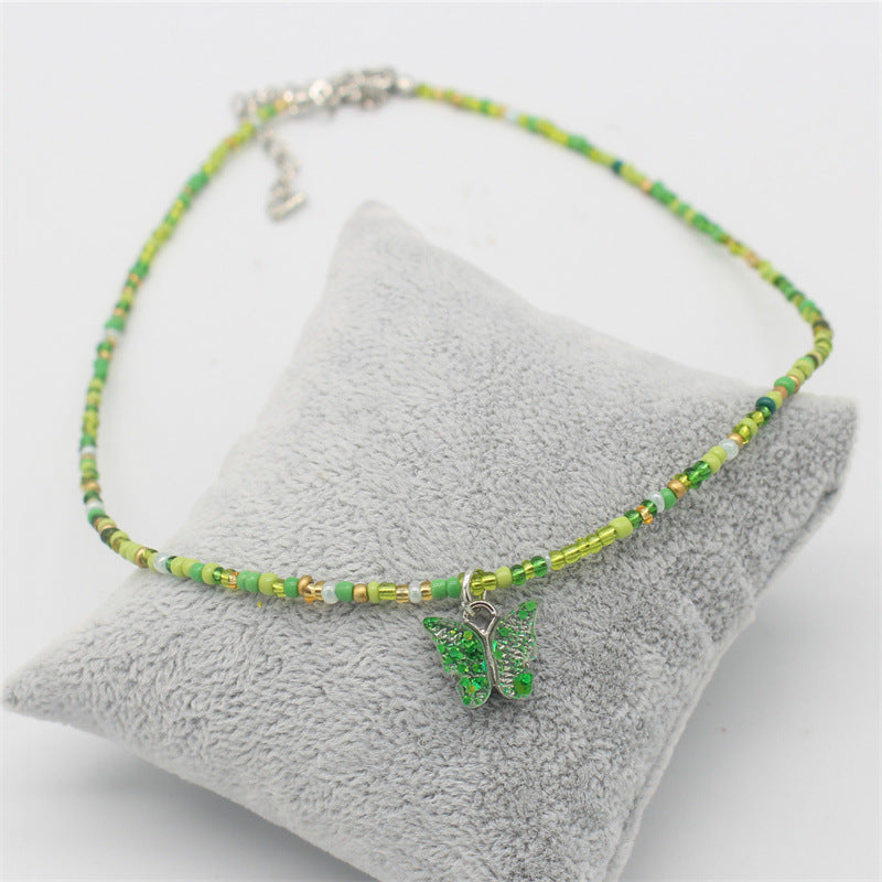 Wholesale  colorful rice beads beaded necklace