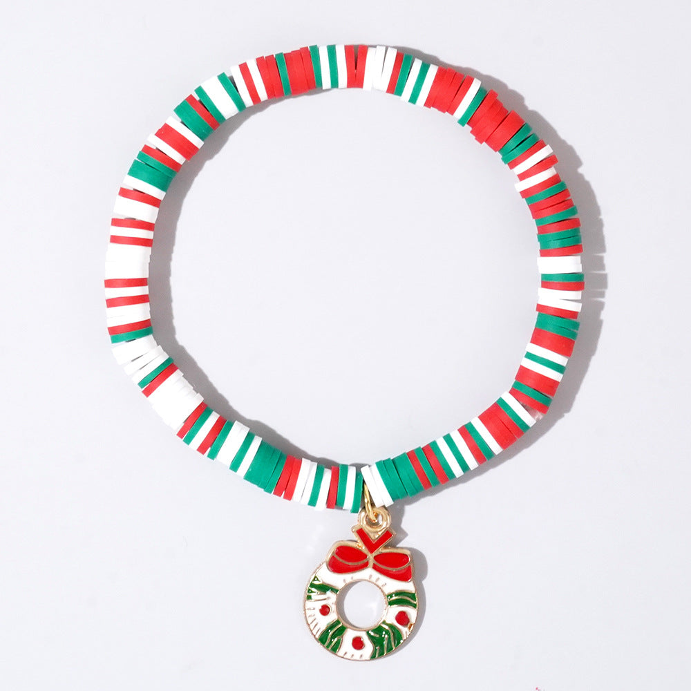 Wholesale Christmas Alphabet Apple Copper Beads Ceramic Beaded Bracelet Set ACC-BT- GWL001