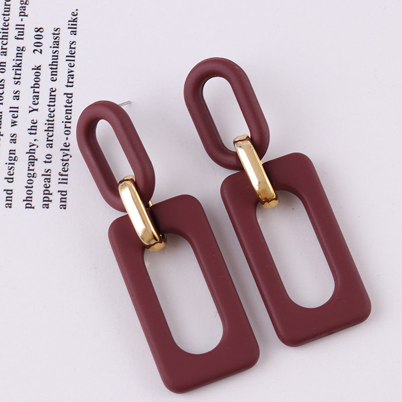 Wholesale rectangular hollow ing acrylic earrings earrings retro personality  earrings