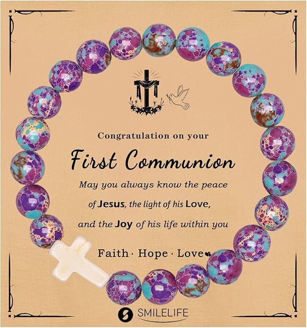 Wholesale 5pcs Natural Stone Beaded Bracelet Cross