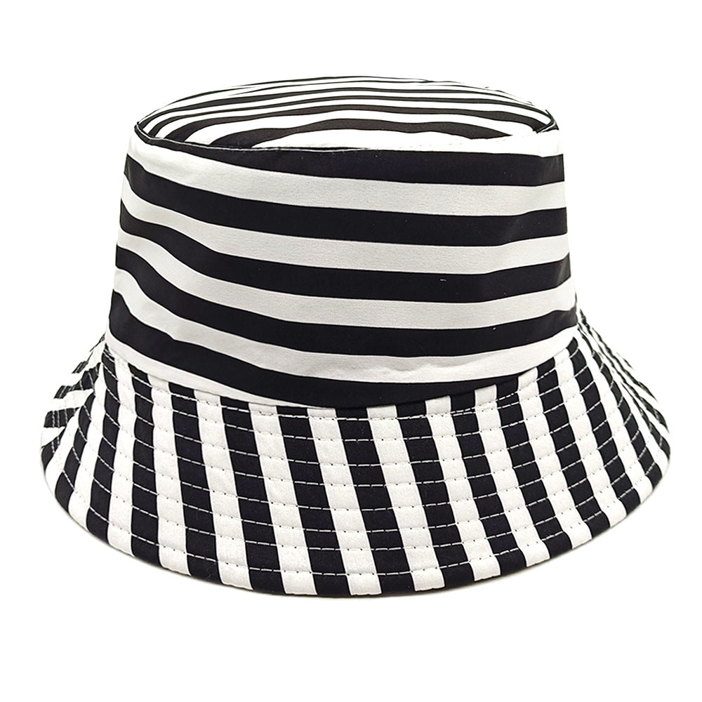 Wholesale Striped Printed Simple Outdoor Sunscreen Hat Bucket Hat