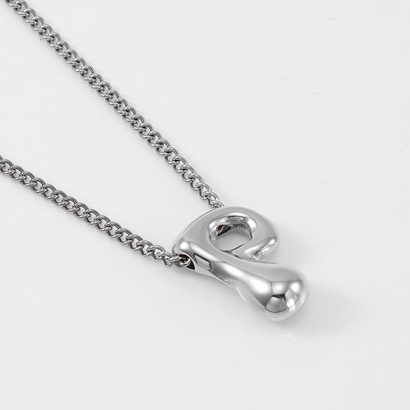 Wholesale Titanium Steel  balloon bubble letter pendant female necklace