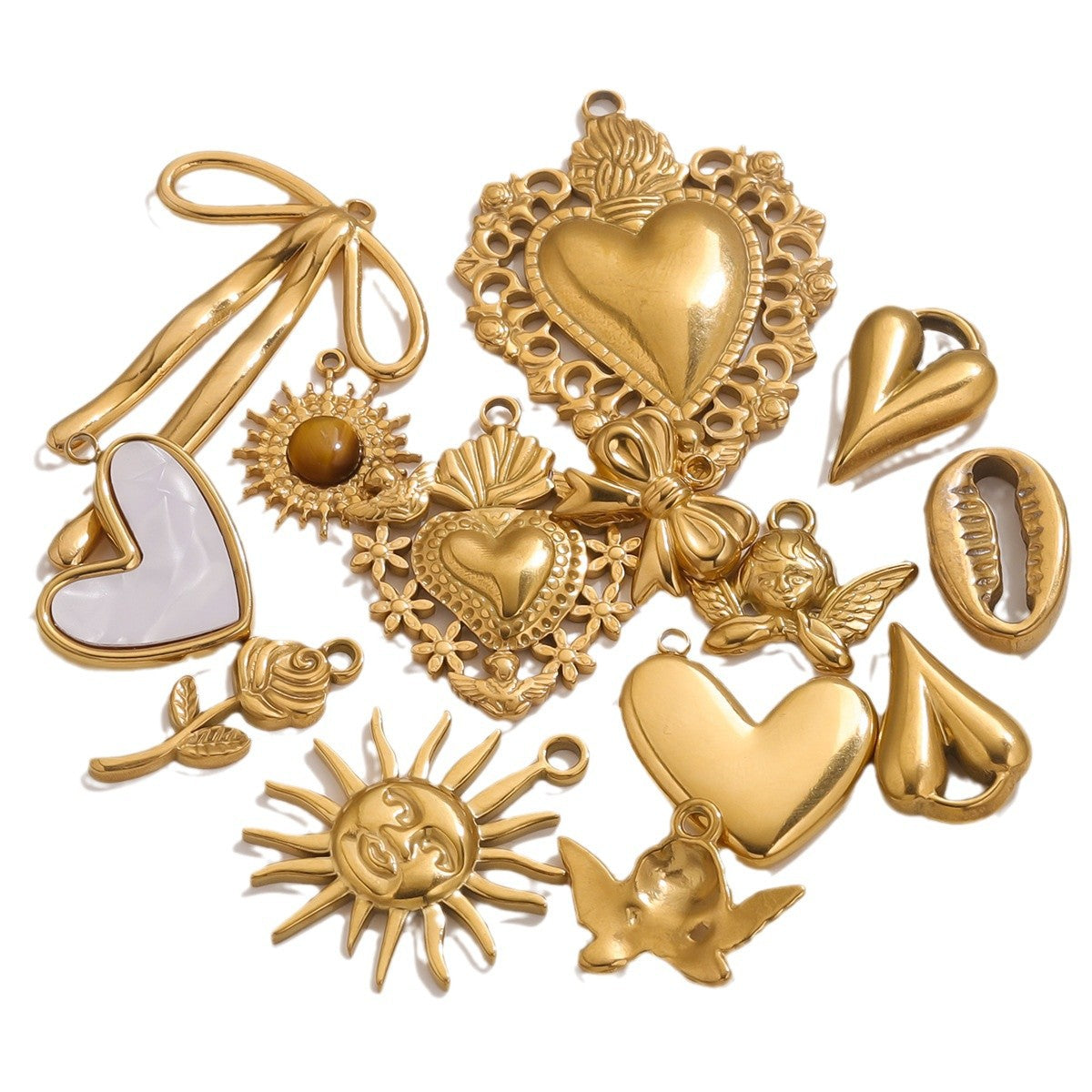 Wholesale 5pcs Stainless steel  retro three-dimensional sun love pendant