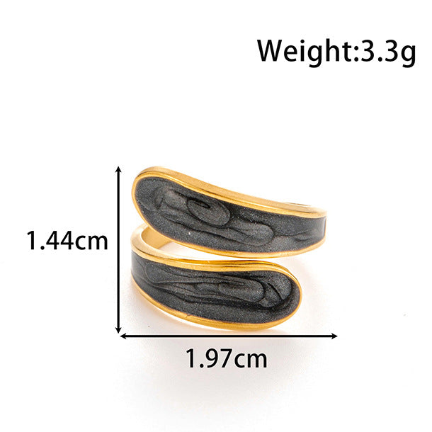 Wholesale drop oil opening ring personality hip hop vacuum plating titanium steel ring