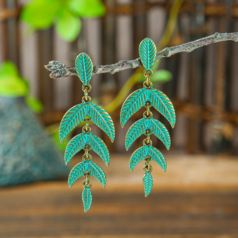 Wholesale Vintage Tree Leaf Alloy Earrings Simple Everyday Fashion Accessory