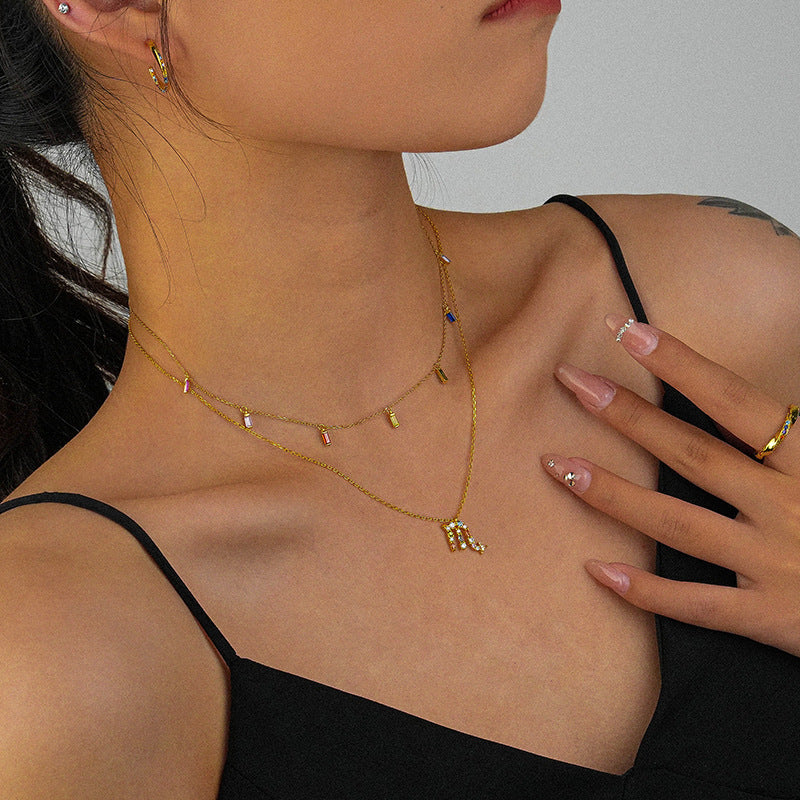 Wholesale 925 Sterling Silver Rainbow 12 Zodiac Necklace ACC-NE-YuanFan006