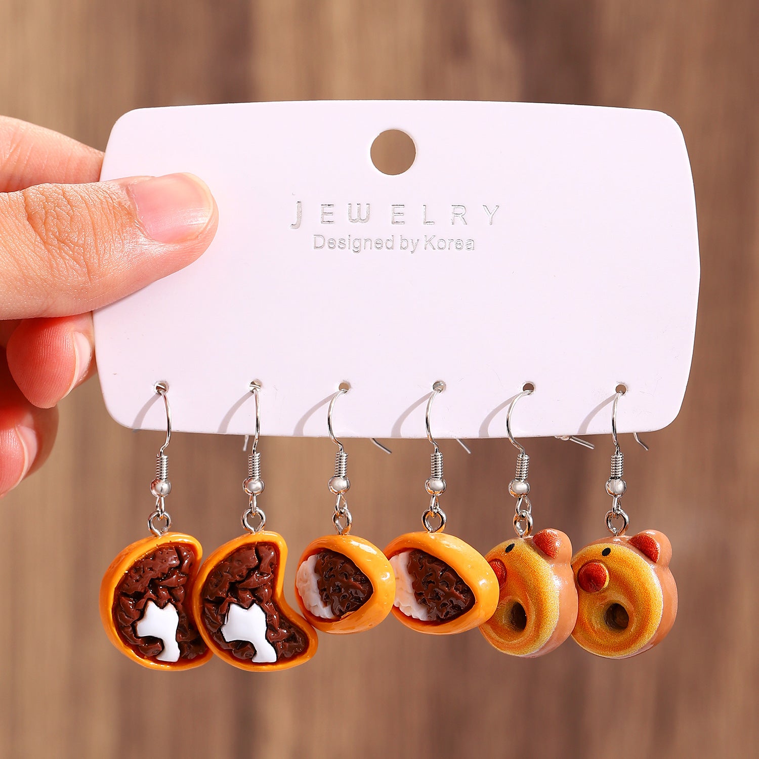 Wholesale Funny Donut Earrings Set For Women White Plastic Resin Party Gift Boutique Resale