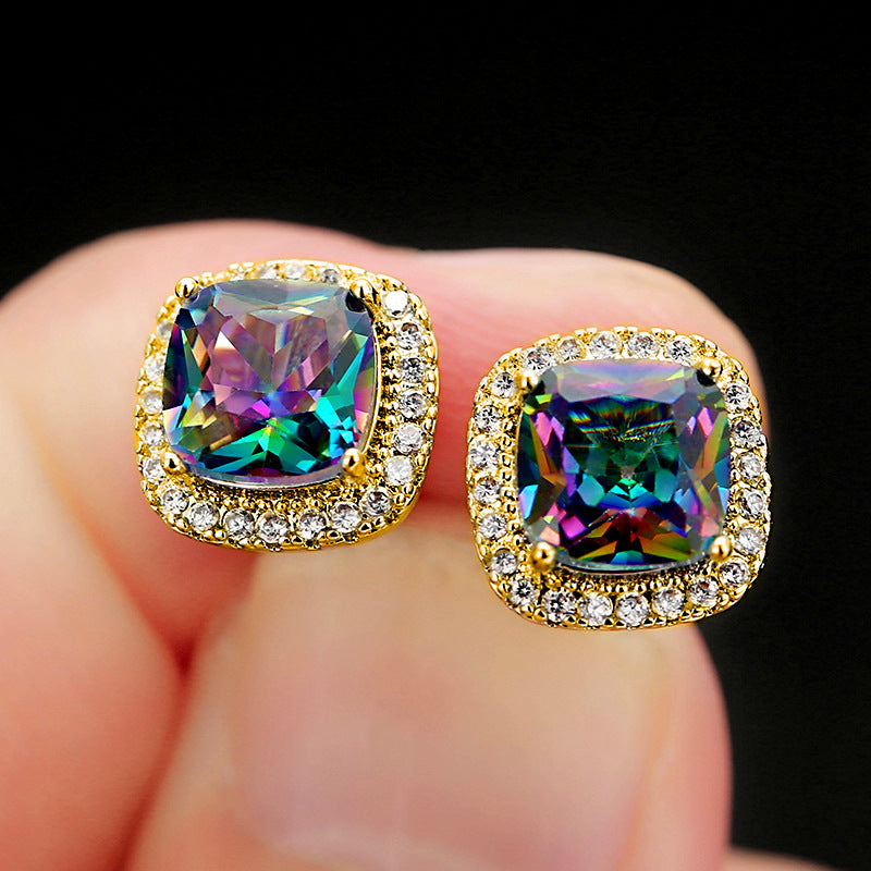Wholesale  color diamond earrings four-claw earrings jewelry
