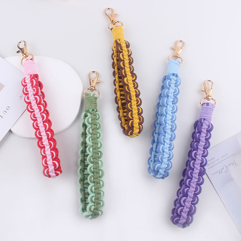 Wholesale pure hand-woven broken wave pattern lanyard keychain