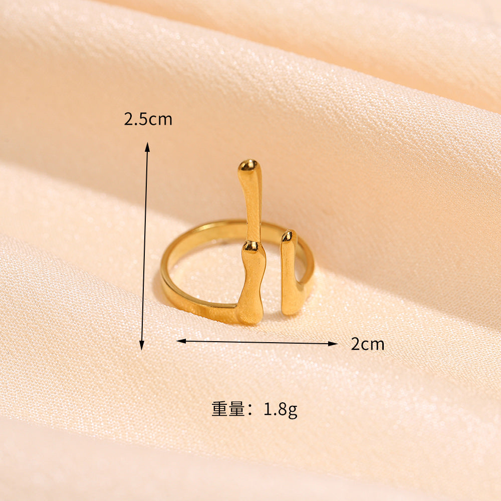 Wholesale Light Luxury Style Geometric Titanium Steel Ring - Fashion Jewelry Accessory for Gift or Boutique Resale