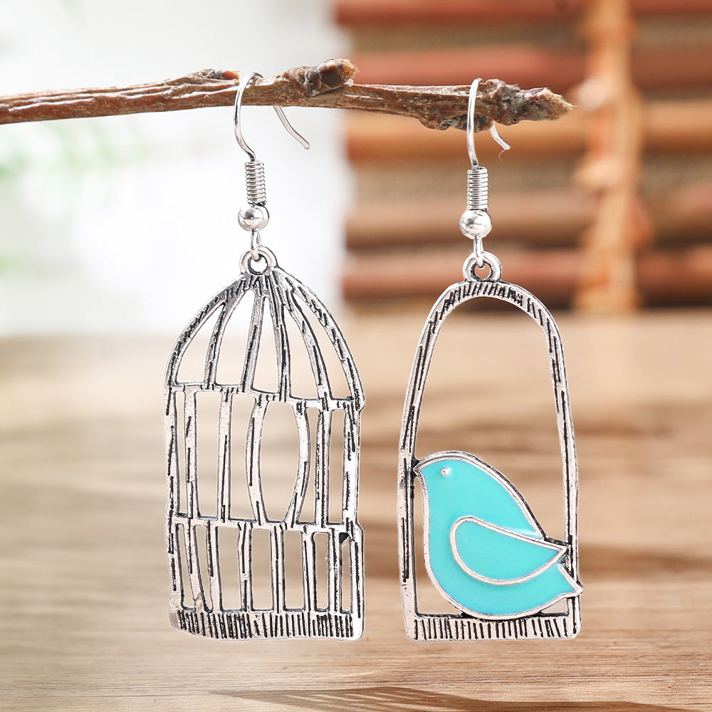 Wholesale Bohemian Retro Asymmetrical Bird Earrings - Trendy Party Wear Fashion Accessory Gift