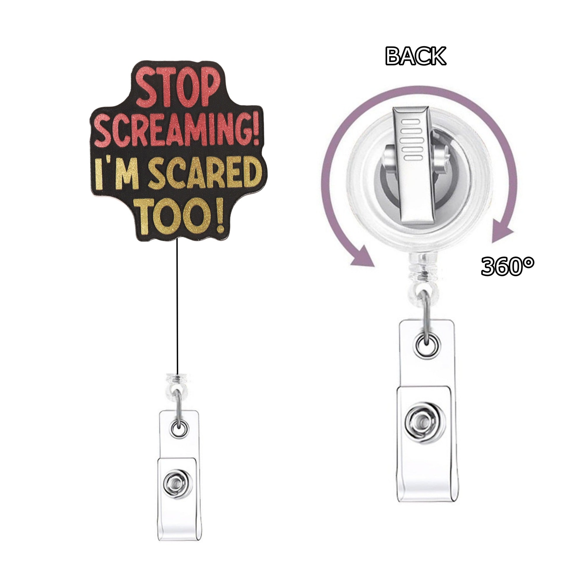 Wholesale Fun Phrases Acrylic Retractable Clip Badge Keychain