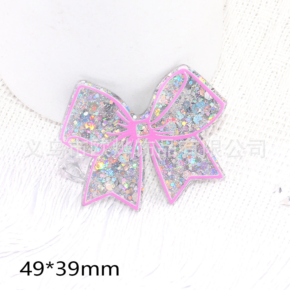 Wholesale 10pcs DIY Acrylic Loose Powder Cartoon Bowknot Brooch Patches