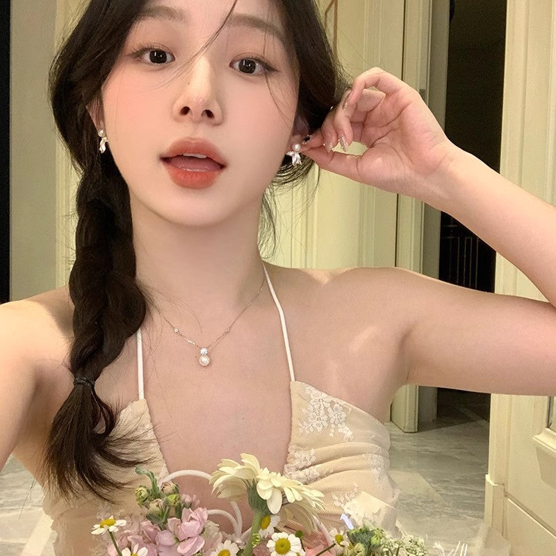 Wholesale Butterfly Pearl Fishtail Small Tassel Earrings