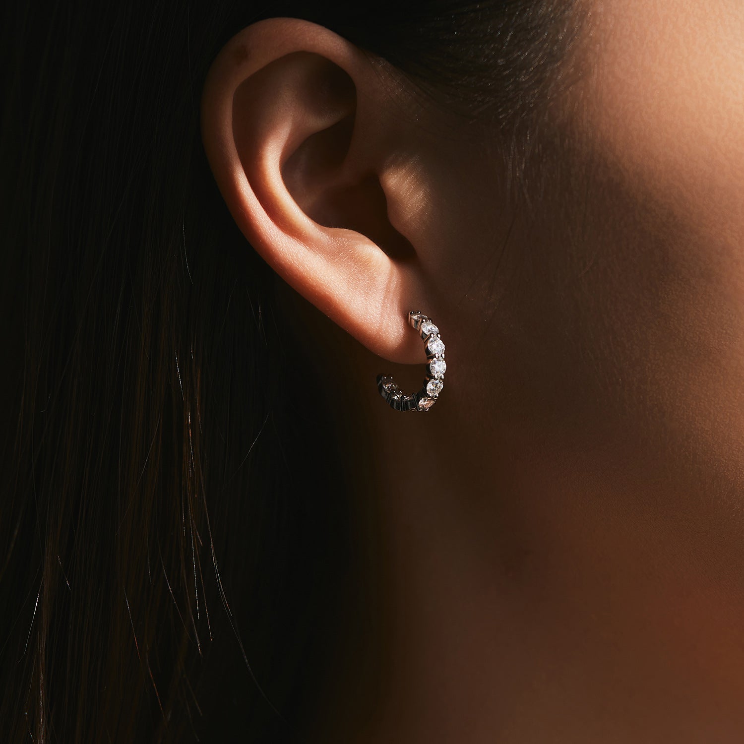 Wholesale  s925 Silver Light Luxury Fashion Full Circle Diamond C Earrings