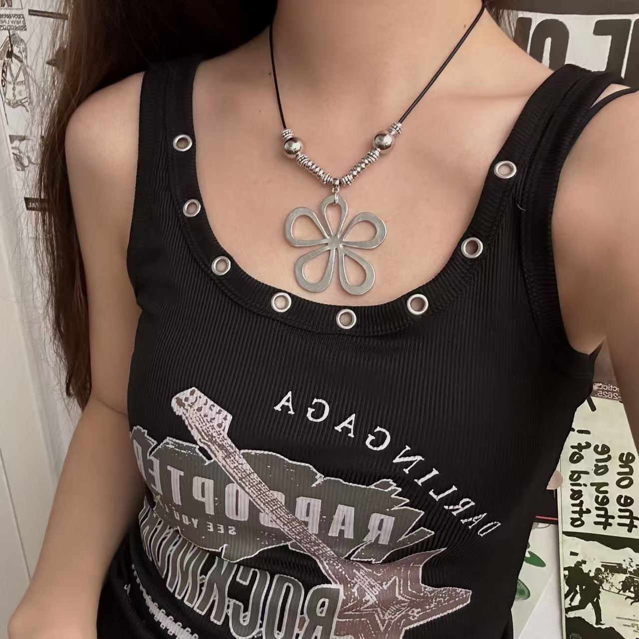 Wholesale Punk Heavy Industrial Cross Long Necklace