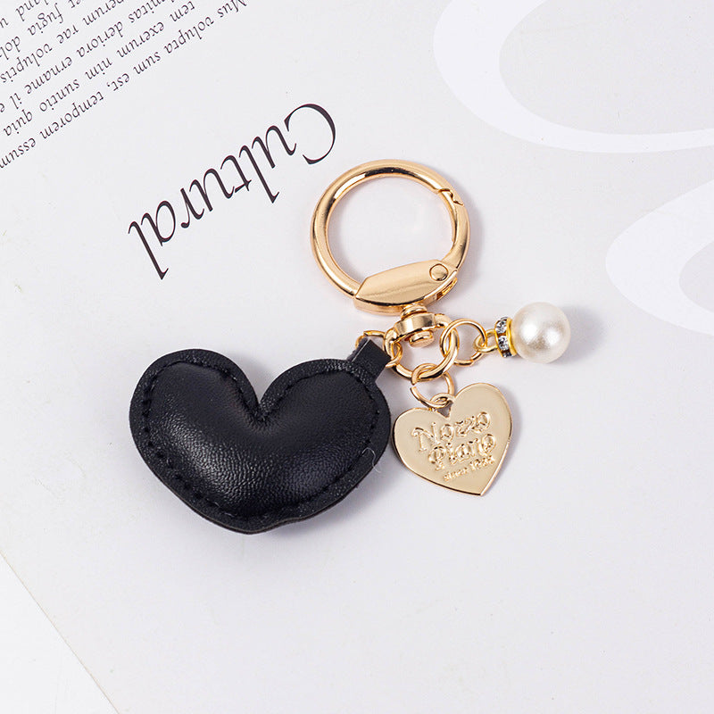 Wholesale Cute Heart Shape Leather Colorful Padded Keychain