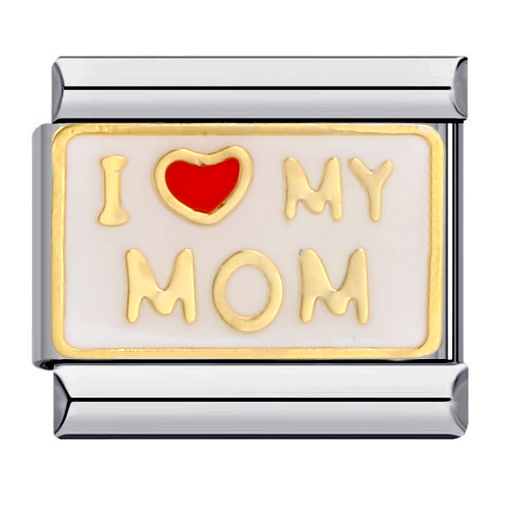 Wholesale Italian Charm Bracelet 9mm DIY Splicing Removable Gold Plated Oil Drop Cartoon Stainless Steel Composable Bracelet