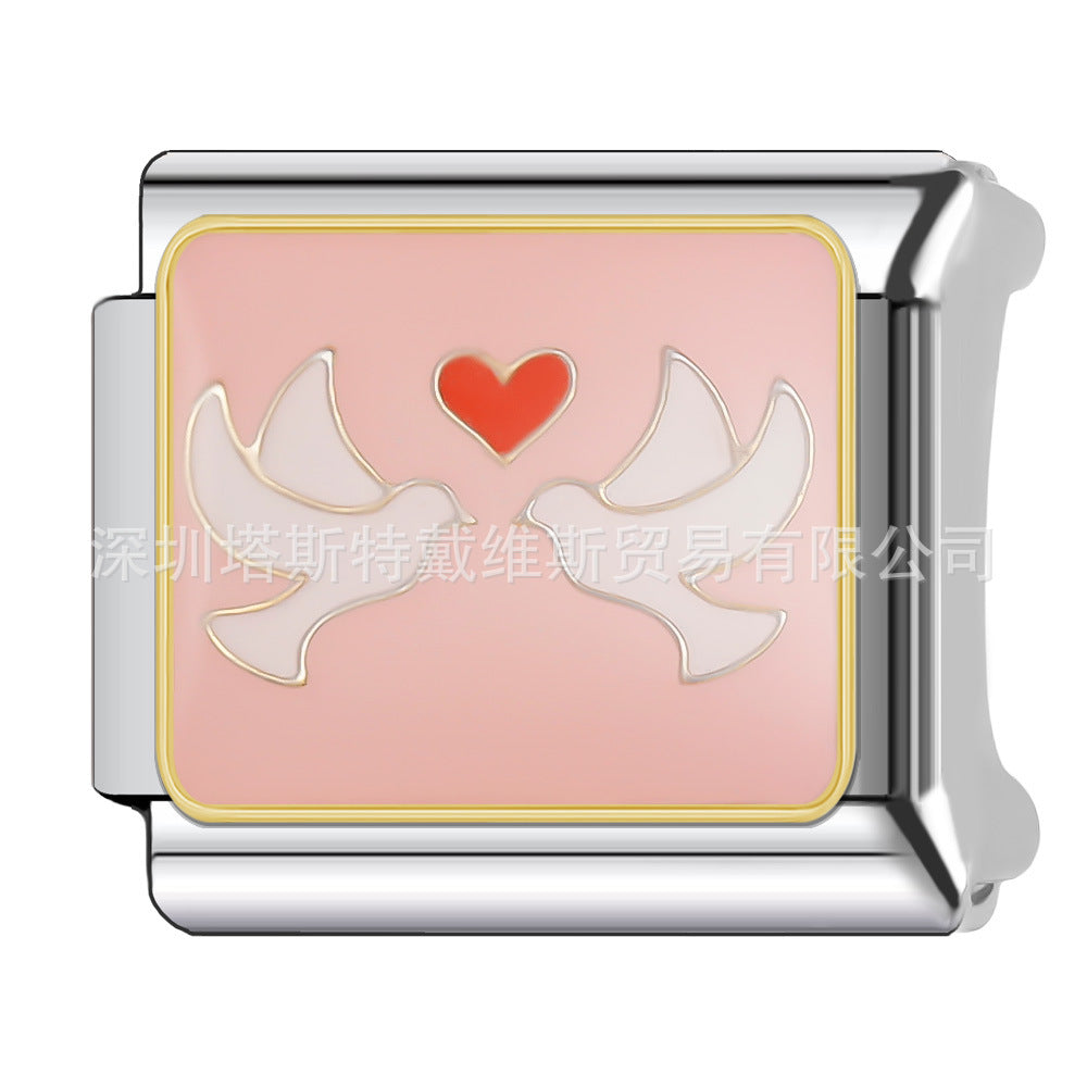 Wholesale 9mm Italian Charm Starter Bracelets DIY square Single Section Creative Stainless Steel Composable Bracelet