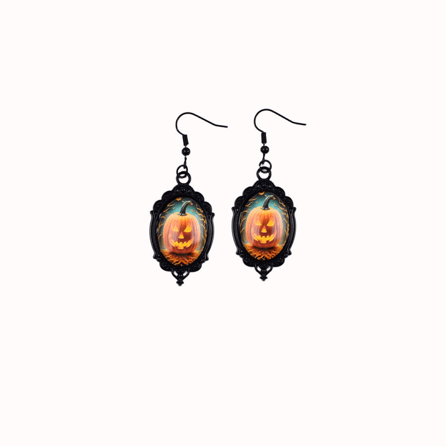 Wholesale  Pendant Earrings Ghost Pumpkin Dark Castle Design Zinc Alloy Electroplated Fashion Jewelry For Party Boutique Resale