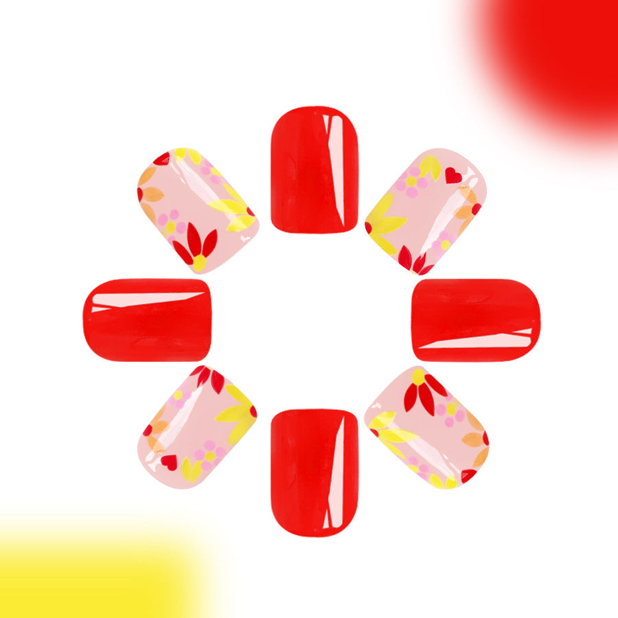 Wholesale 24 Pieces/box Flower Simple Press-on Nails Kits Nail Stickers ACC-NS-GuaiXL101