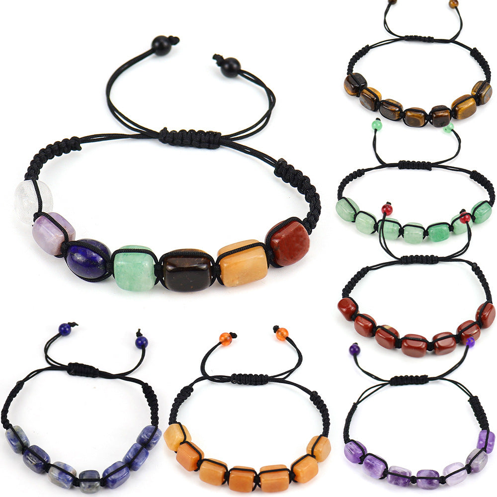 Wholesale Crystal Beaded Bracelet Geometric Rectangular Stone Yoga Accessory Boutique Resale