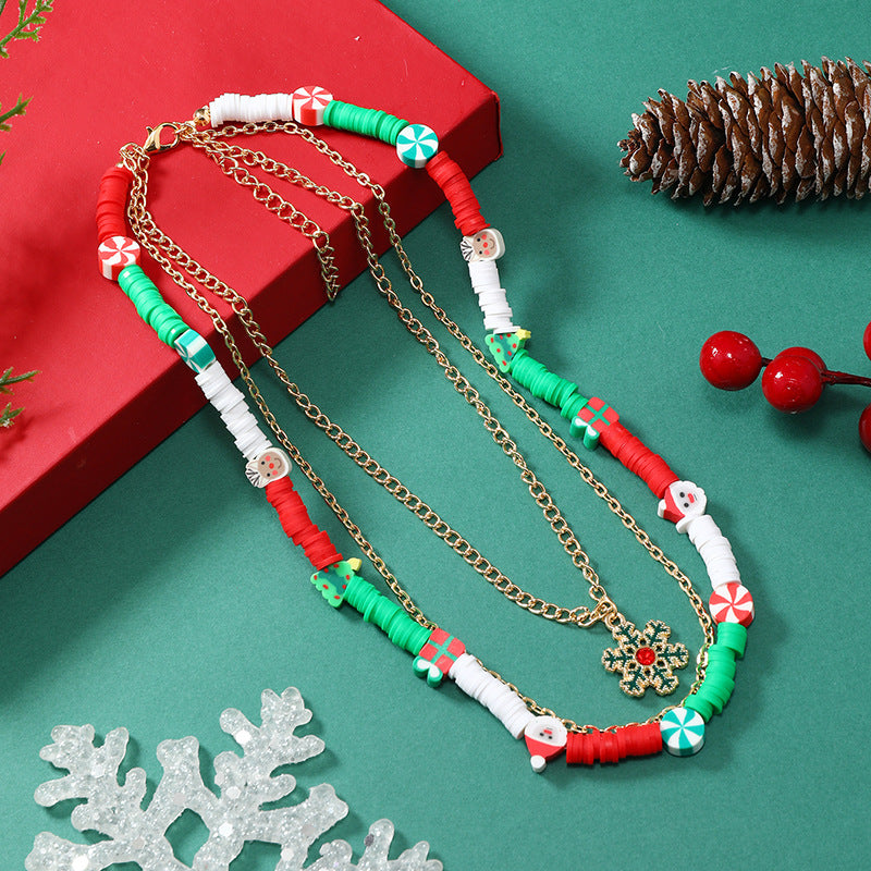 Wholesale Christmas Colorful Bell Necklace Cartoon Multi-color Flower Necklace ACC-NE-KaiQing005