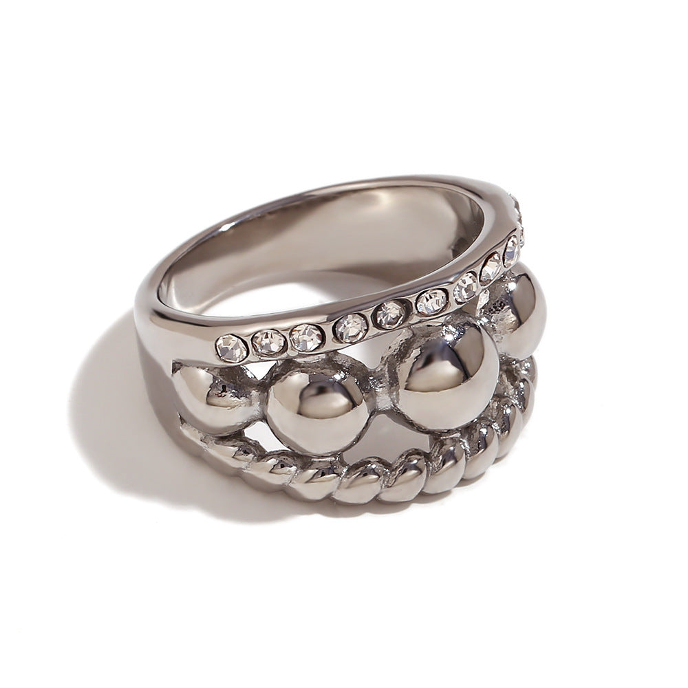 Wholesale Stainless Steel Rings 18K Gold Plated Rings Micro Inlaid Zircon Open Ring ACC-RS-MengJia007