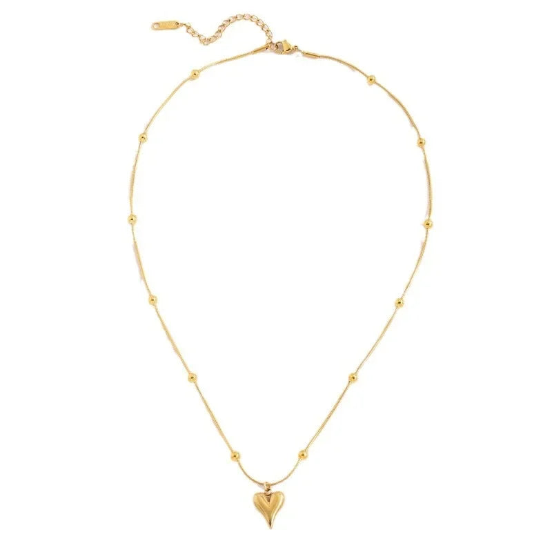 Wholesale Stainless Steel Necklace Heart Beaded Snakebone Chain