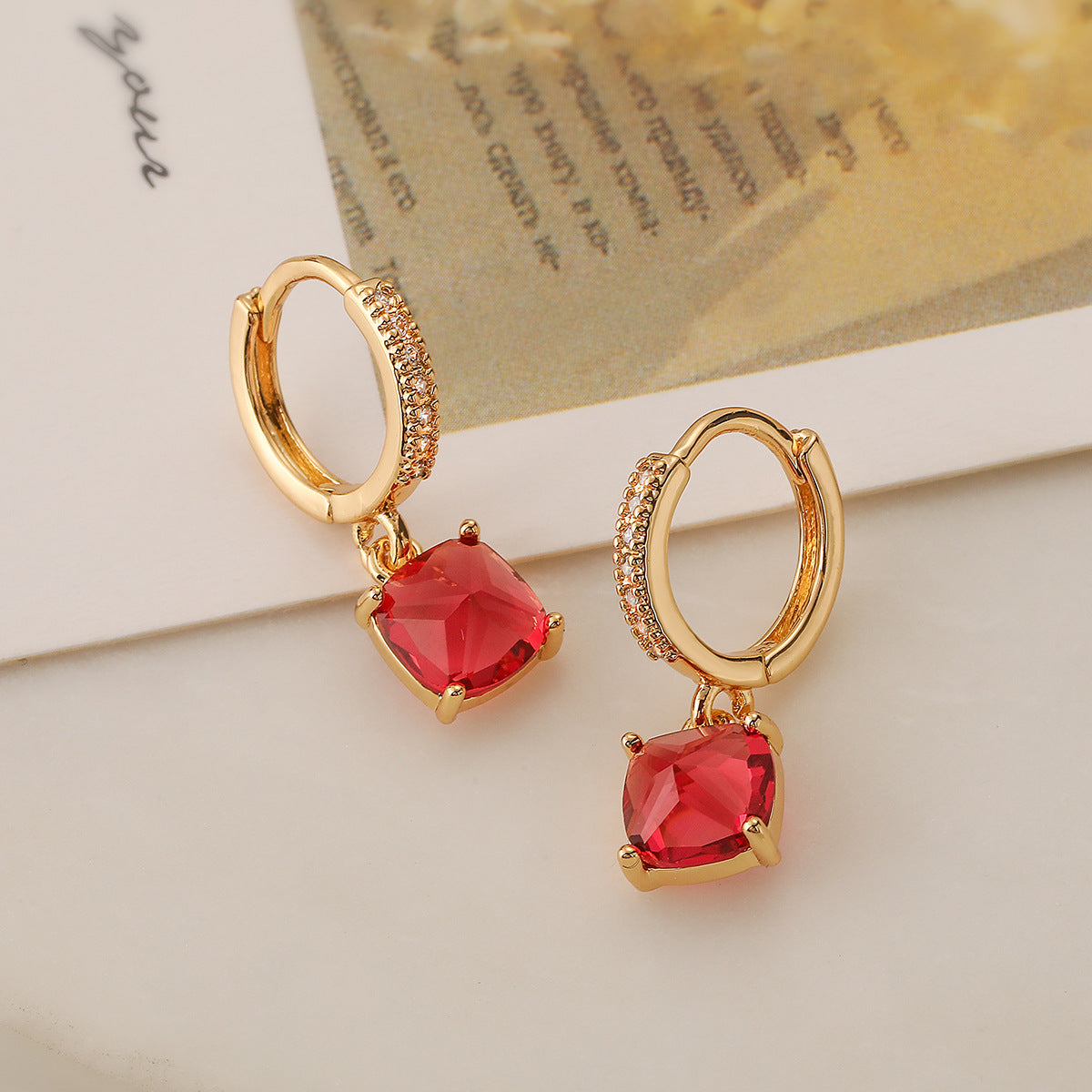 Wholesale High-grade Copper Plated Real Gold Zircon Earrings ACC-ES-AG003