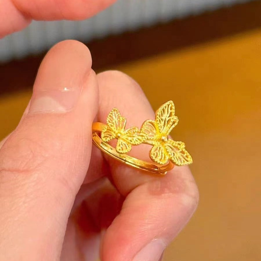 Wholesale Filigree Butterfly Ring Gold Plated Open Ring for Everyday Gift Boutique Resale