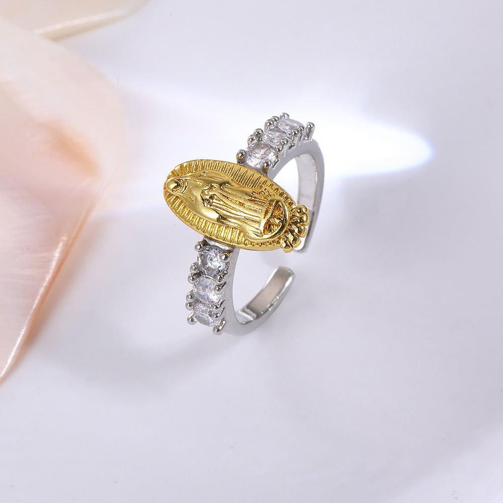 Wholesale Copper-plated heart bow five-pointed star cross butterfly two-tone ring