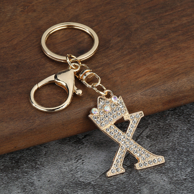 Wholesale Zinc alloy flash drill letter keychain