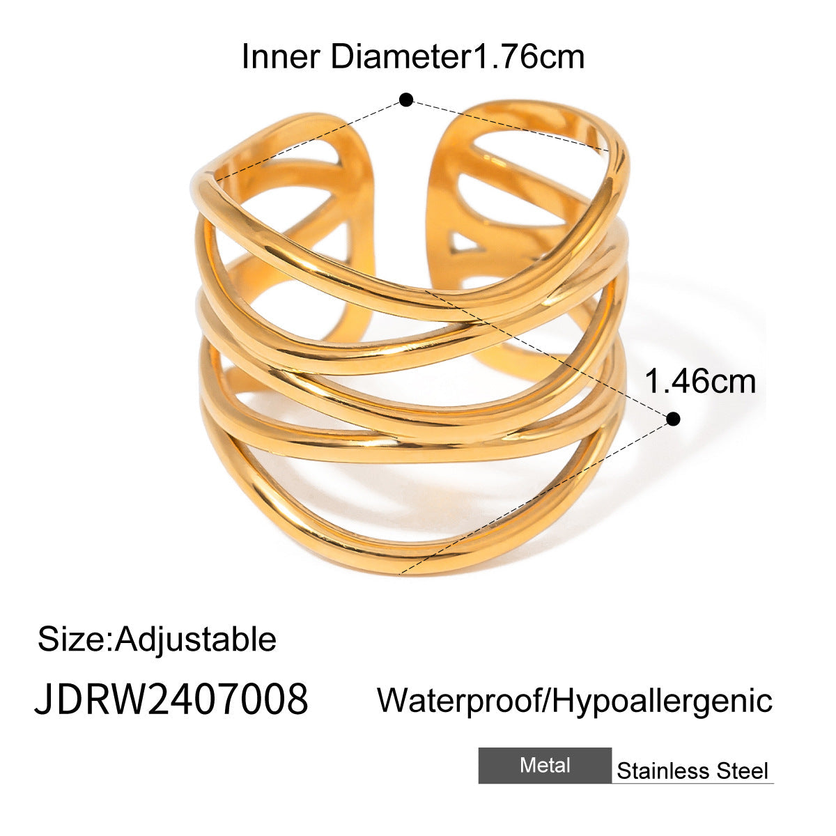 Wholesale Stainless Steel Exaggerated Ring Irregular Jewelry