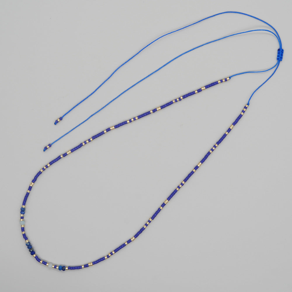 Wholesale personalized all-match jewelry colorful rice beads natural stone beaded necklace