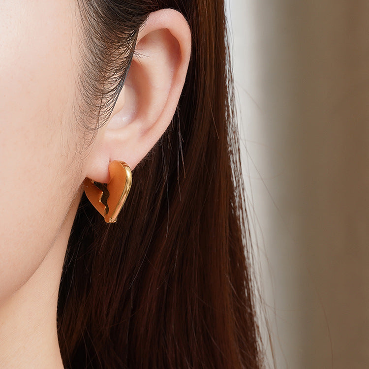 Wholesale Broken Heart Love Polished Stainless Steel Earrings ACC-ES-MuShan035