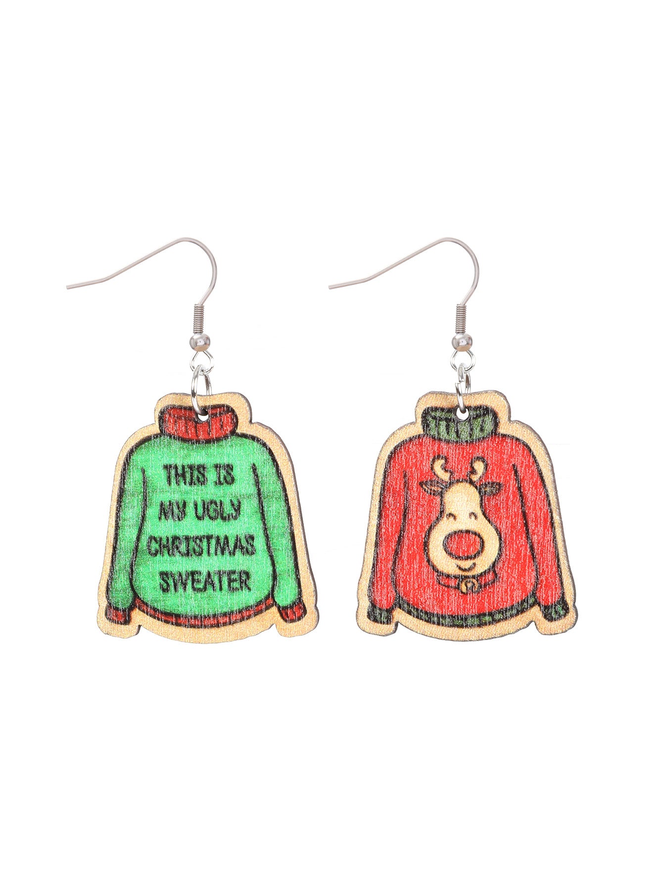 Wholesale Christmas Party Cute Snowman Christmas Tree Cartoon Wooden Earrings