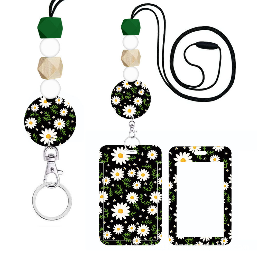 Wholesale Hand Painted Rainbow Printed Acrylic Beaded Badge Scroll Card Holder Keychain Badge Reels ACC-KC-ChiHai010