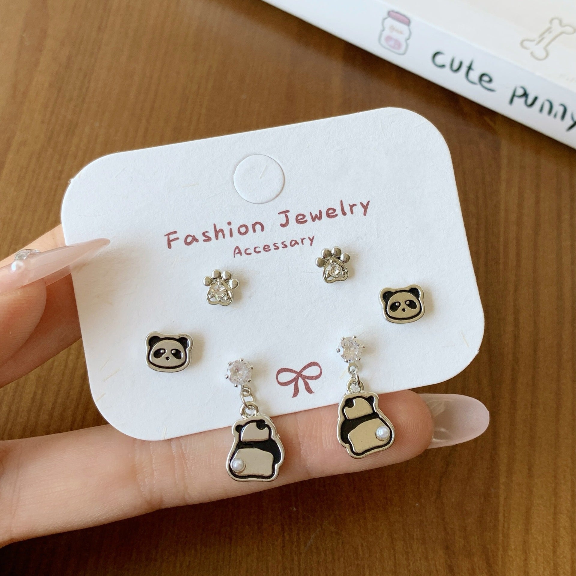Wholesale Silver Cat Fishing Earrings Silver Needle,   Cartoon Oil Drop Puppy Design Stud Earrings