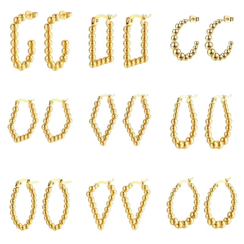 Wholesale Stainless steel  geometric stainless steel welding bead earrings