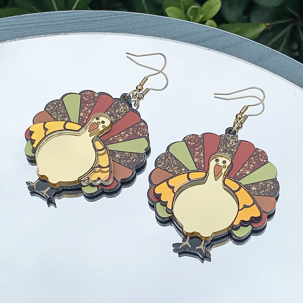 Wholesale Acrylic Earrings Thanksgiving Turkey Earrings